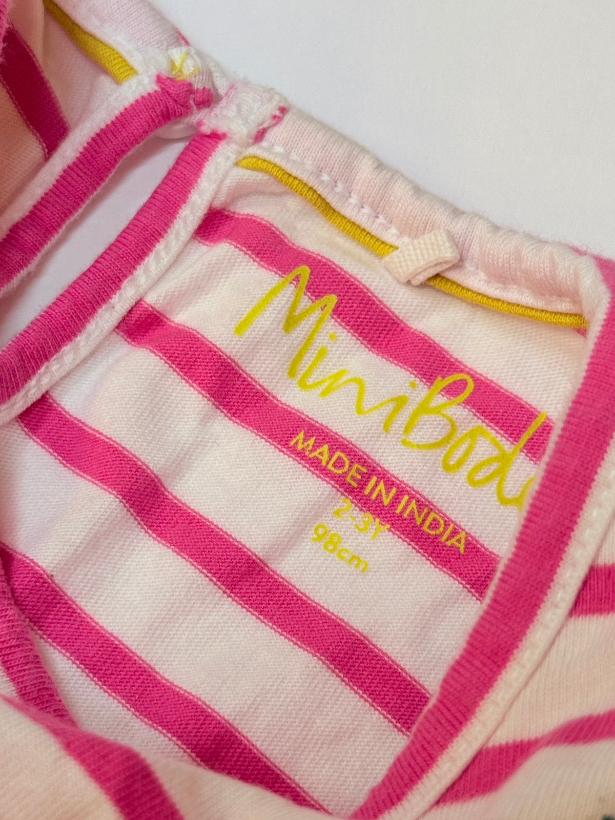 Mini Boden Pineapple Stripe Flutter Top 2-3Y