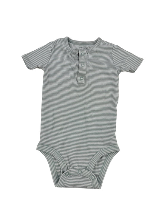 Carter's Sage Striped Henley Bodysuit 12M