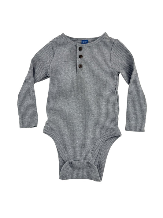 Old Navy Gray Ribbed Henley Bodysuit 12-18M
