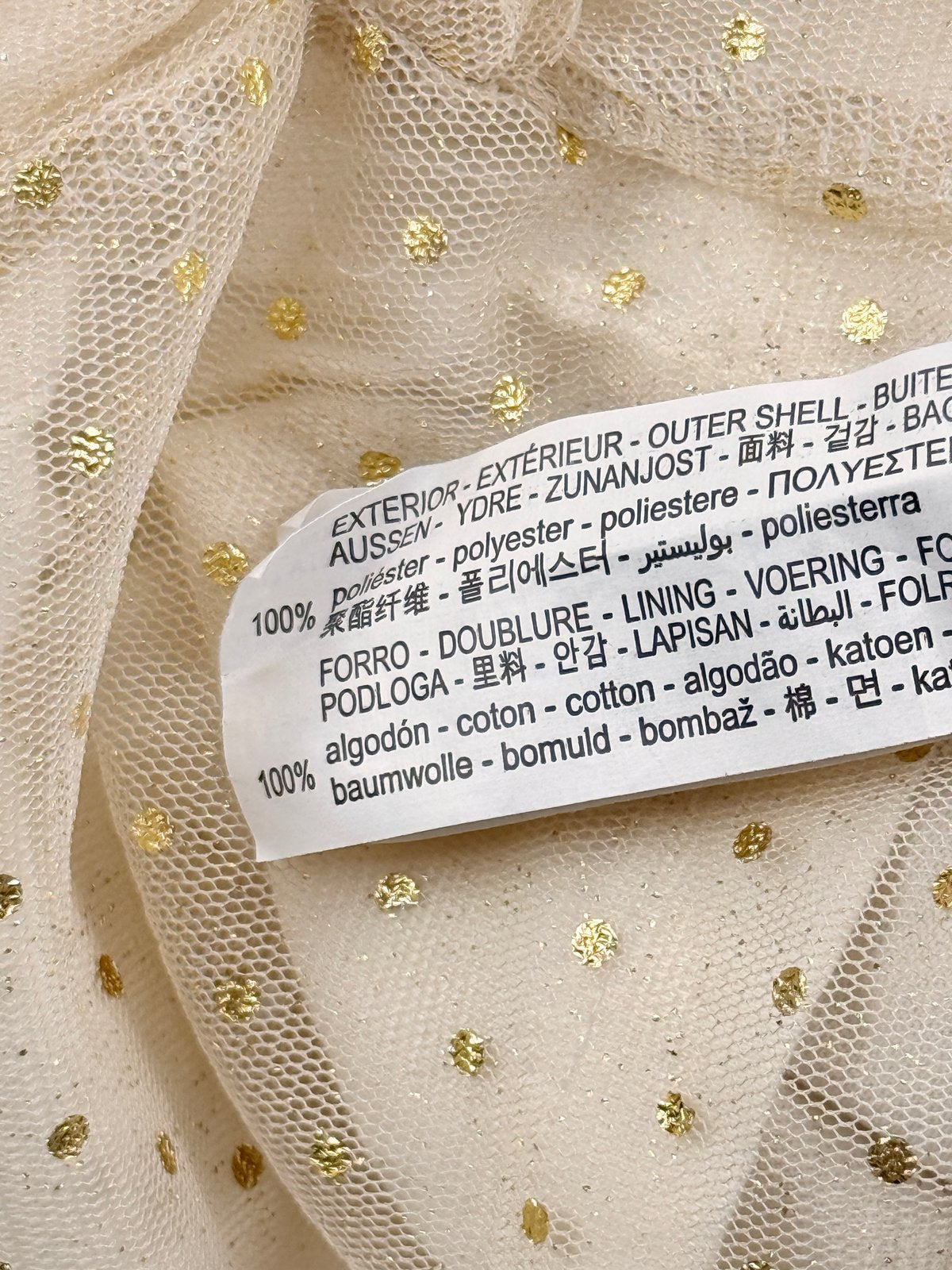 Zara Gold Dot Tulle Ruffle Top Size 6-7