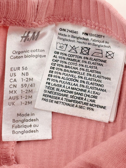 H&M Pink Ribbed Leggings Size 1-2M