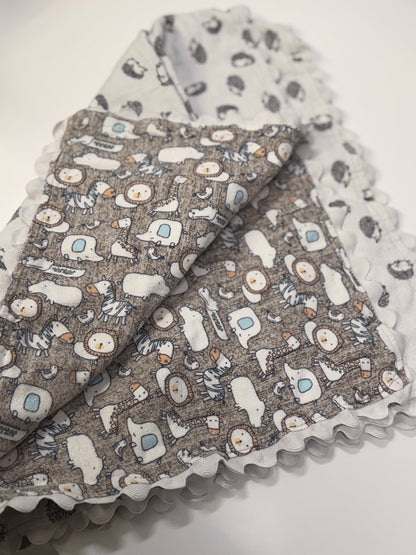 Reversible Handmade Animal Print Baby Blanket