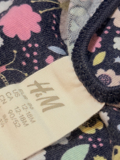 H&M Butterfly Floral Navy Dress 12-18m