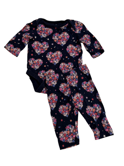 Baby Gap Floral Heart Bodysuit Pant Set 0-3M