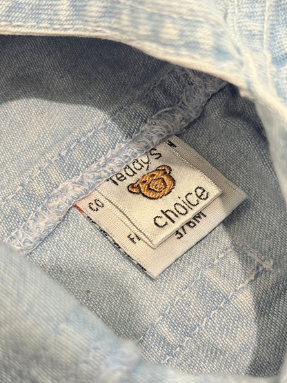 Teddy's Choice Floral Denim Overalls 3/6M