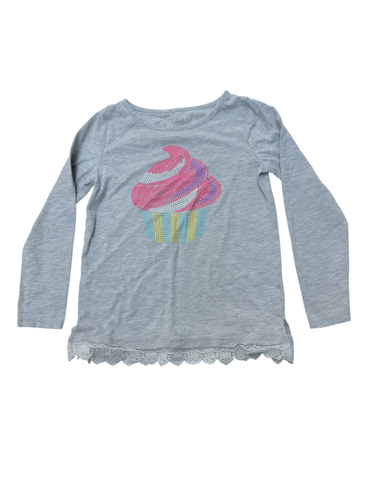 Place Cupcake Lace Hem T-Shirt Size 7/8