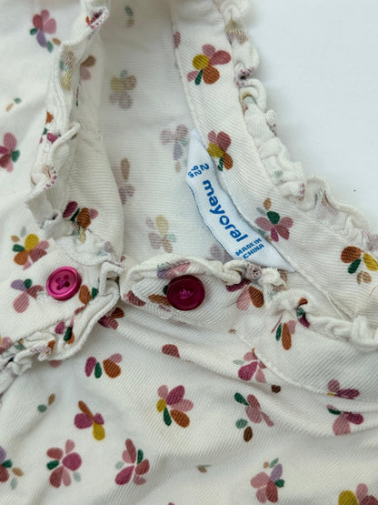 Mayoral Floral Ruffle Button Romper 2Y