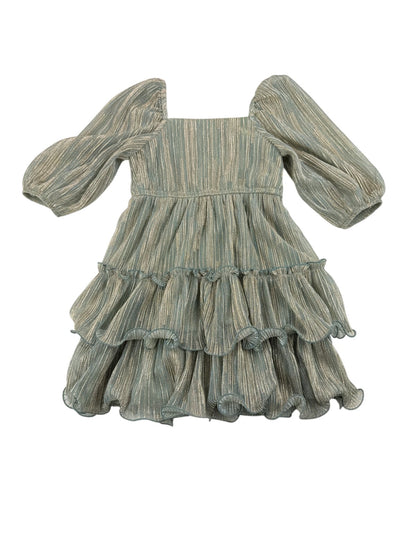 Iris & Ivy Metallic Green Tiered Dress Size 7