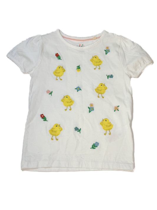 Mini Boden Chick Embroidered White T-Shirt 5-6Y