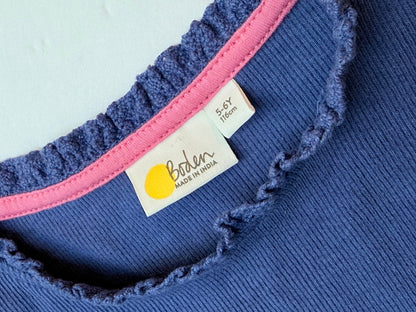 Boden Navy Ribbed Tank Top Girls 5-6Y