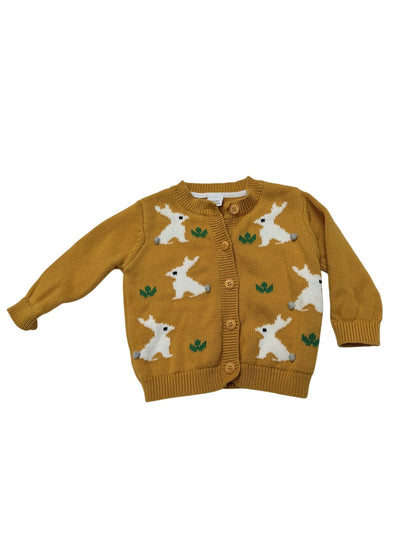 Mustard Bunny Knit Cardigan Sweater 12m