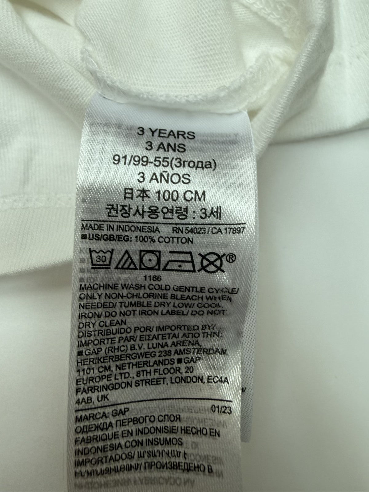 Gap White Long Sleeve Pocket Tee 3T