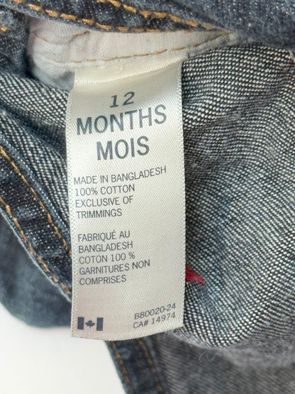 OshKosh B'gosh Denim Train Overalls 12 Months