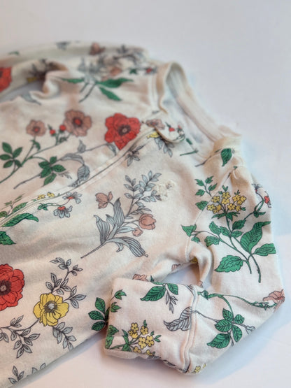 Baby Gap Floral Zip Footie Sleeper 0-3M