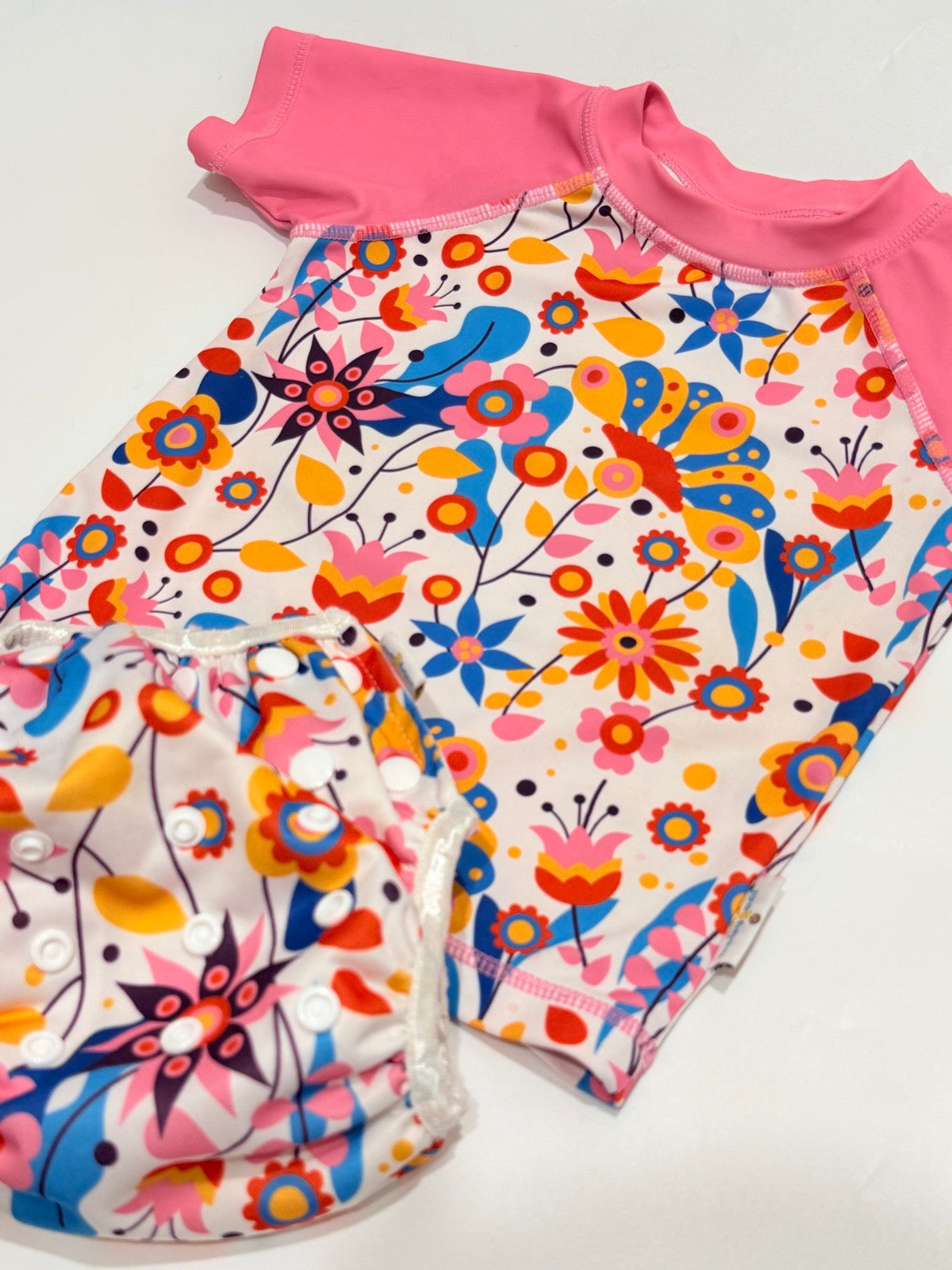 Babygoal Floral Pink Rashguard Swim Set- 12-24m