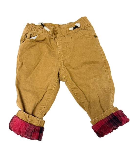 H&M Toddler Lined Jogger Pants | Brown with Plaid Cuffs | Size 2–3Y