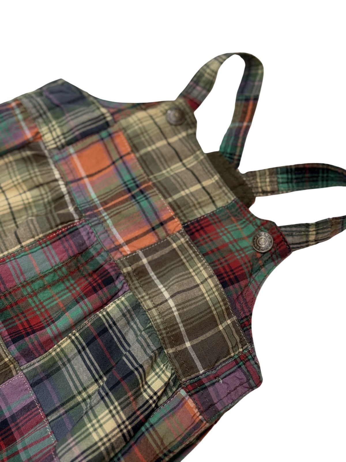 American Living Patchwork Madras Overalls 18M