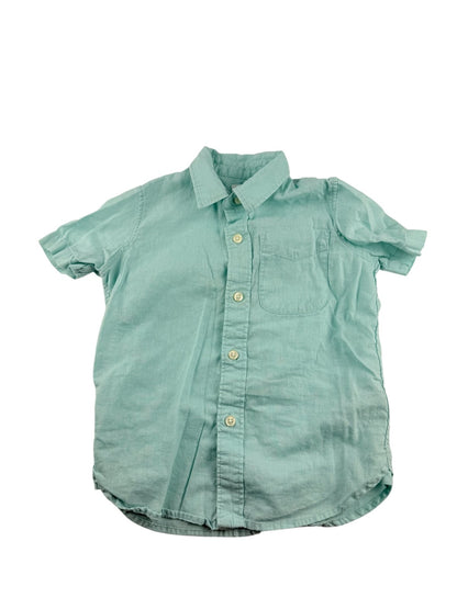 Gap Kids Aqua Linen Blend Button-Up Shirt Size 4-5