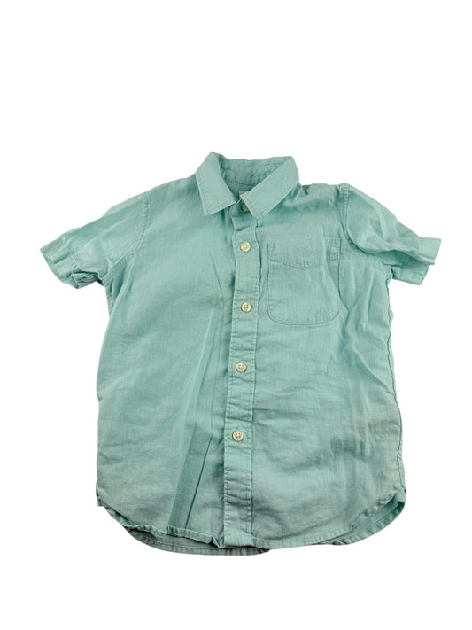 Gap Kids Aqua Linen Blend Button-Up Shirt Size 4-5