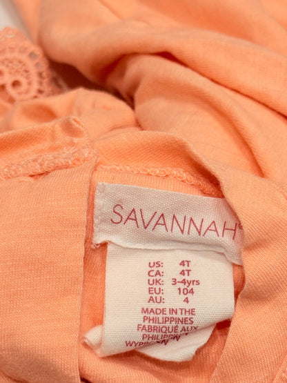 Dress Savannah Peach Lace Trim 3-4T
