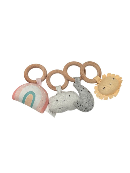 Baby Soft Toy Set with Wooden Rings