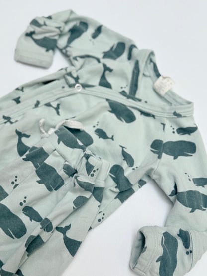 Quincy Mae Whale Print Bodysuit Set 6-12m