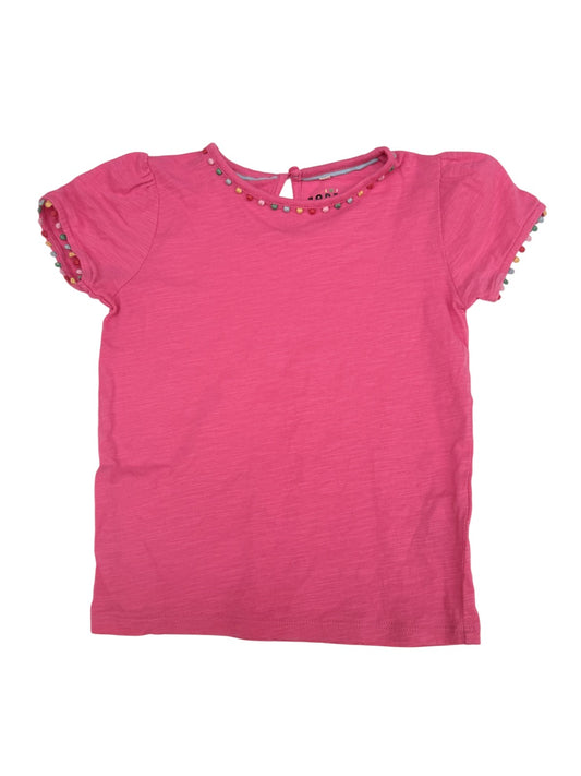 Boden Pink Pom-Pom Trim T-Shirt 6-7Y