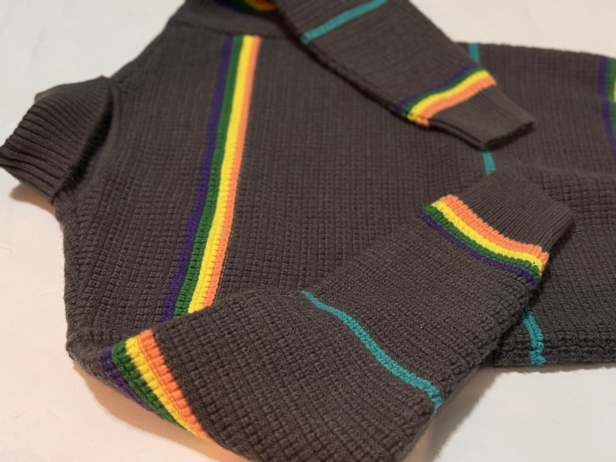 Unknown Gray Rainbow Stripe Turtleneck Sweater 10-12Y