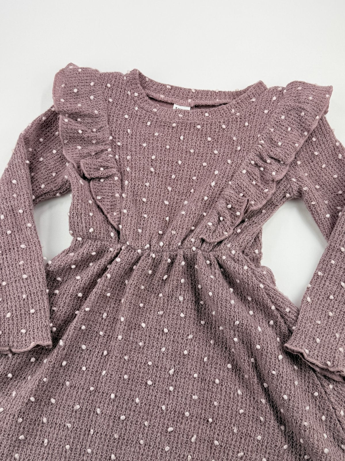 SHEIN Mauve Polka Dot Ruffle Dress 4Y