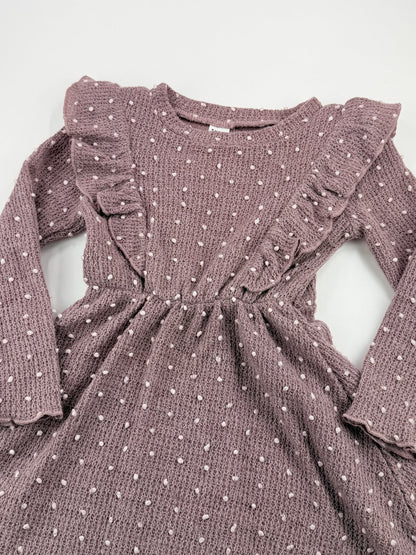 SHEIN Mauve Polka Dot Ruffle Dress 4Y