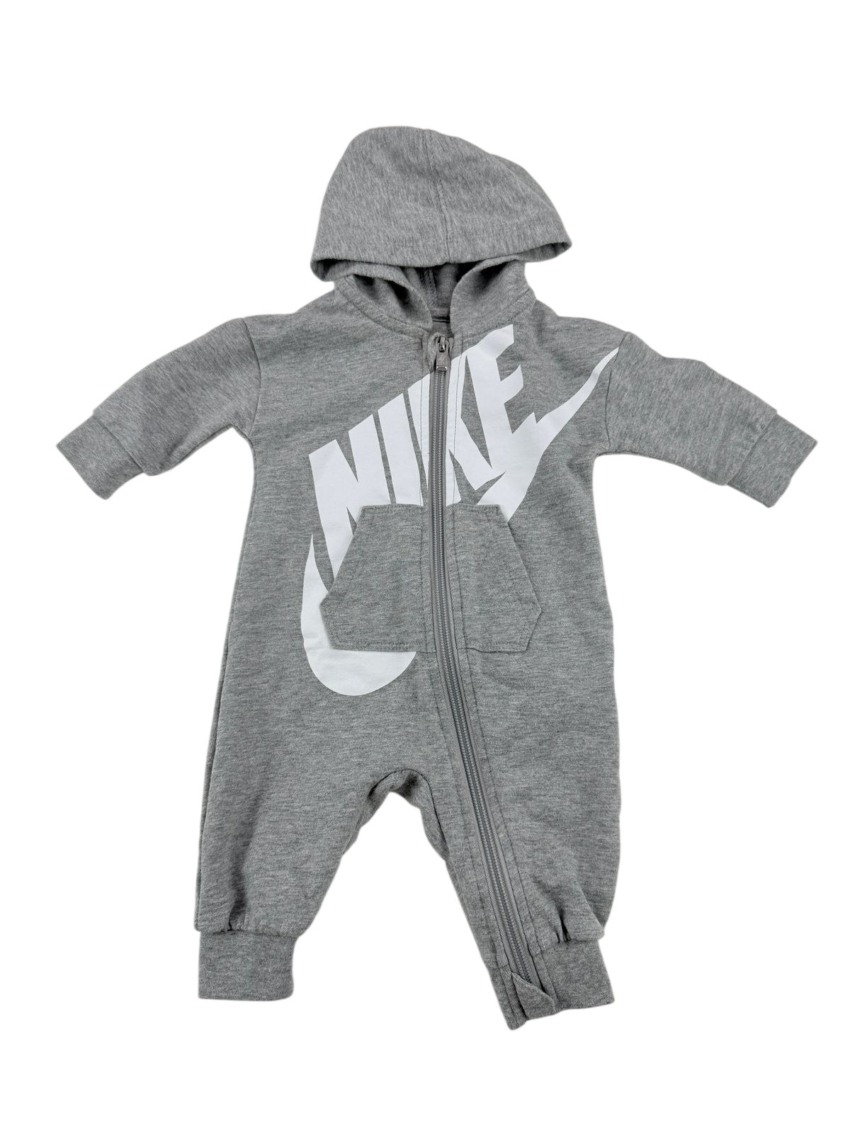 Nike Gray Hooded Zip-Up Romper 3M