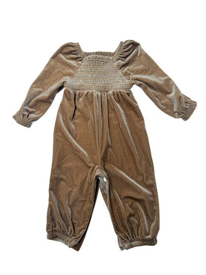 Old Navy Velour Smocked Romper 6-12M