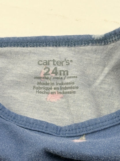 Carter's Mushroom Floral Blue Dress 24M