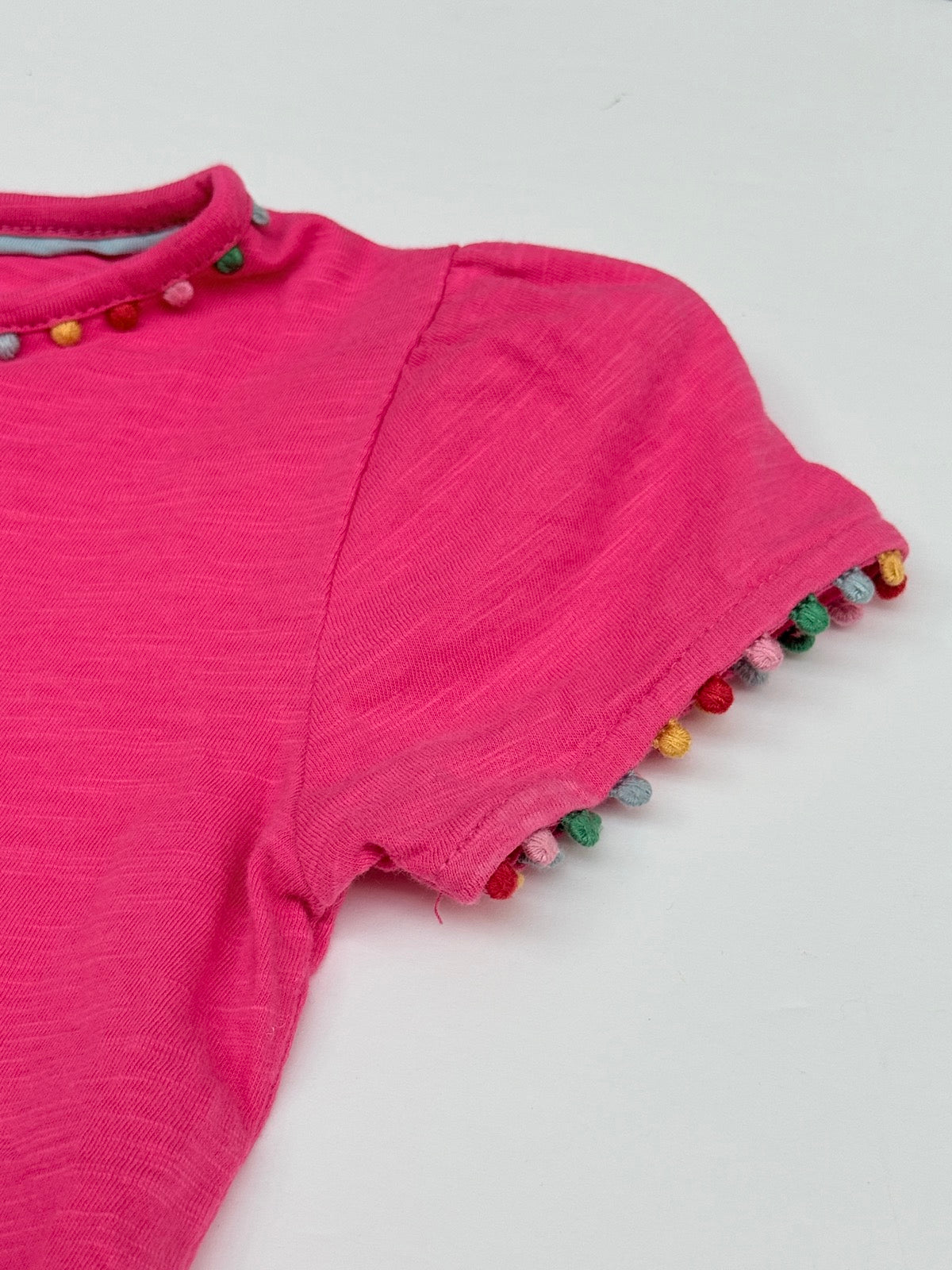 Boden Pink Pom-Pom Trim T-Shirt 6-7Y