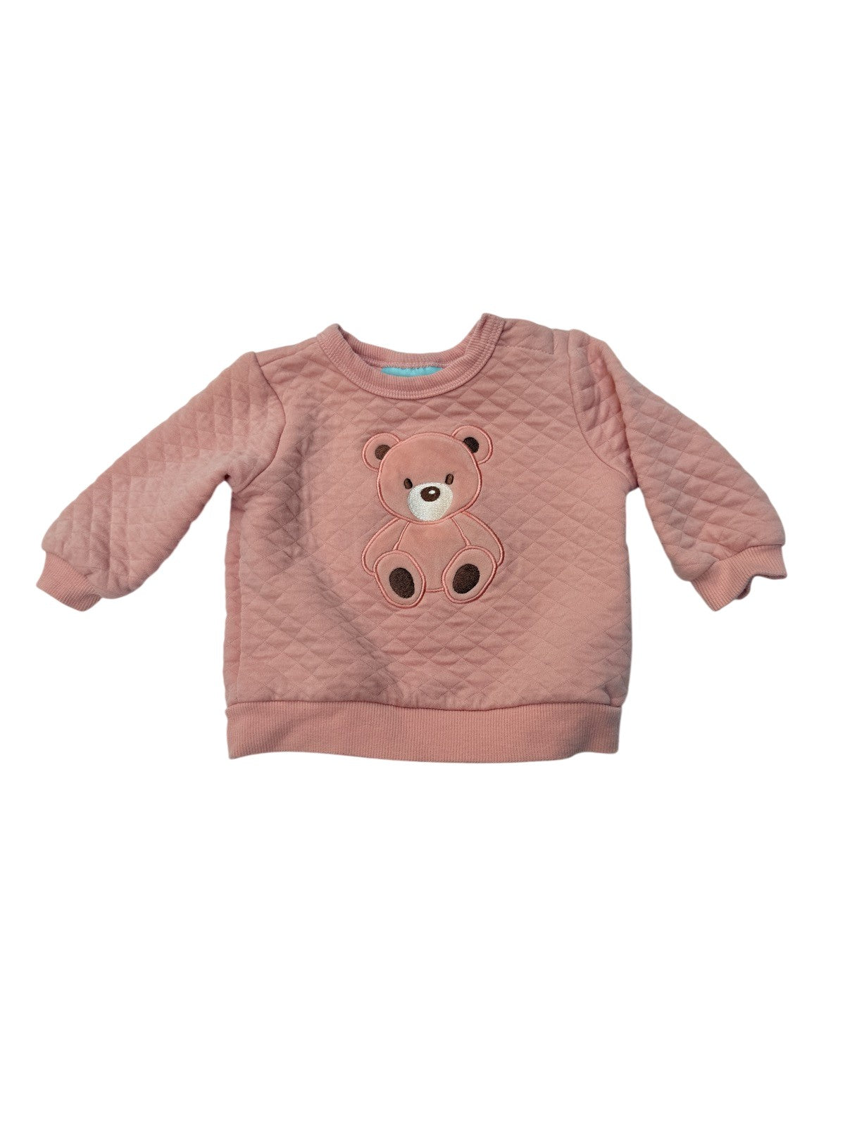 Pekkle Pink Quilted Teddy Bear Sweatshirt 6M