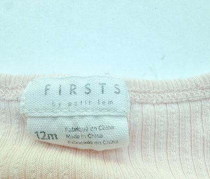 Firsts by Petit Lem Pink Ribbed Sleeper 12M