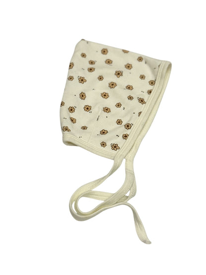 Quincy Mae - Floral Baby Bonnet Hat Cream 0-3m