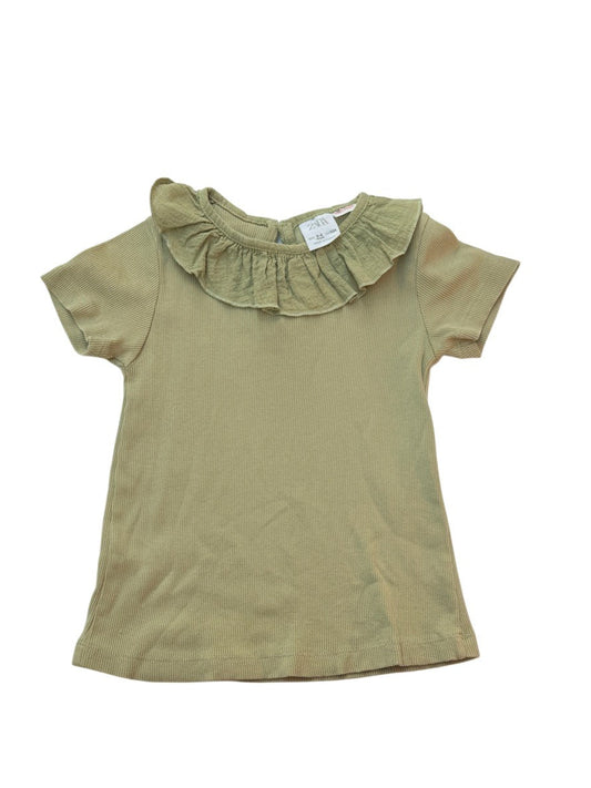 Zara Ruffle Collar Ribbed Top Size 3-4Y