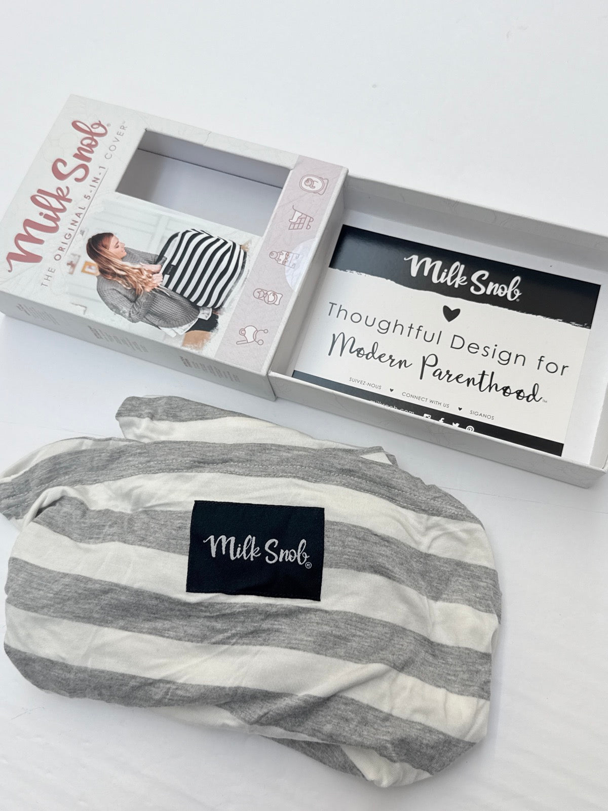 NWT - Milk Snob Original 5-in-1 Cover Grey Stripe