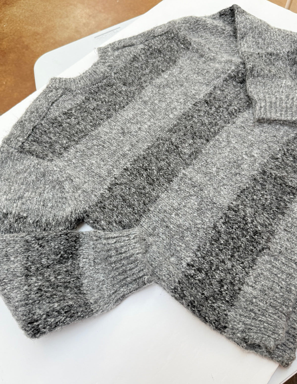 Zara Gray Stripe Knit Sweater Size 10