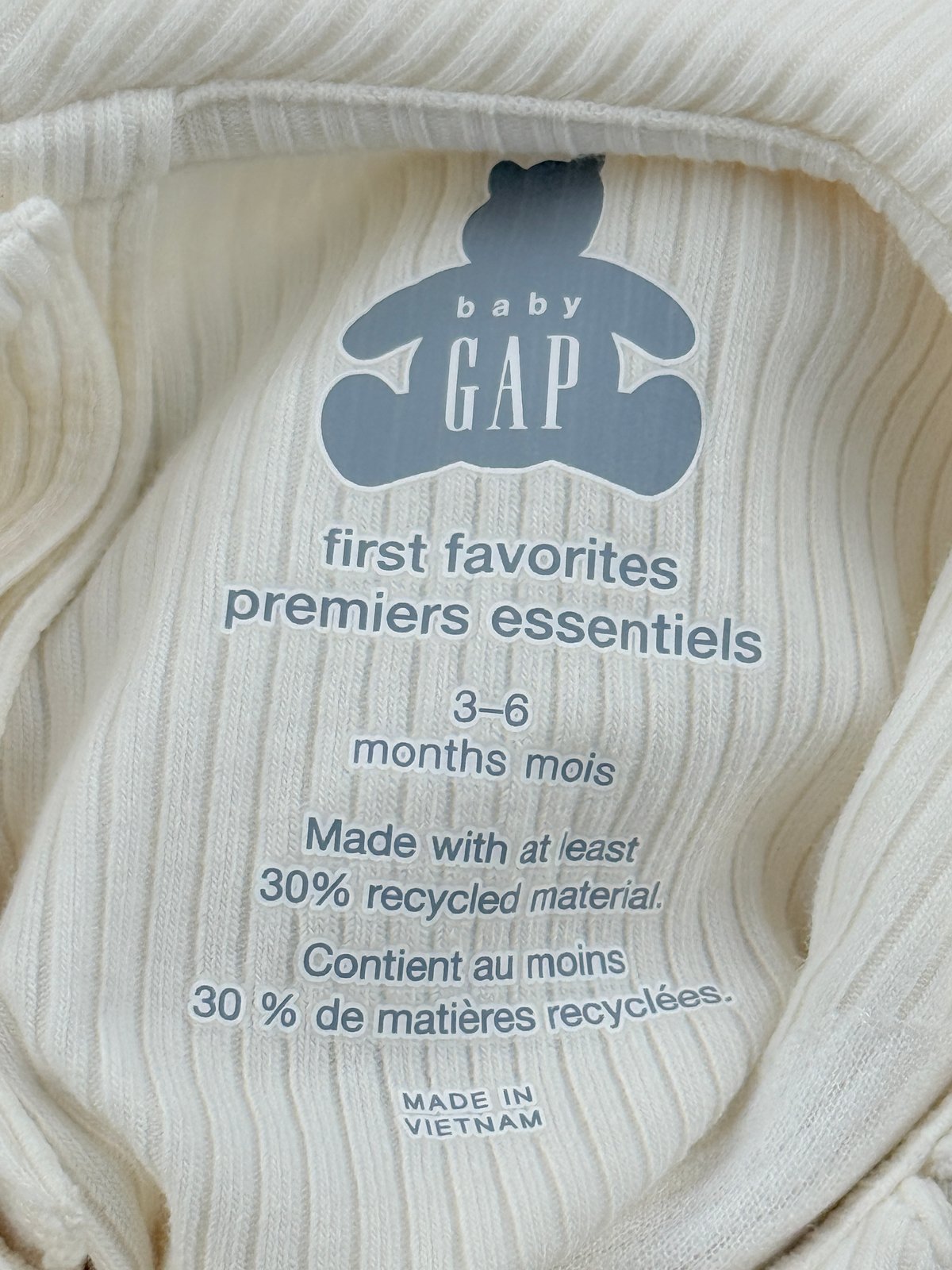 Baby Gap Ribbed Peter Pan Collar Bodysuit 3-6M 2pack