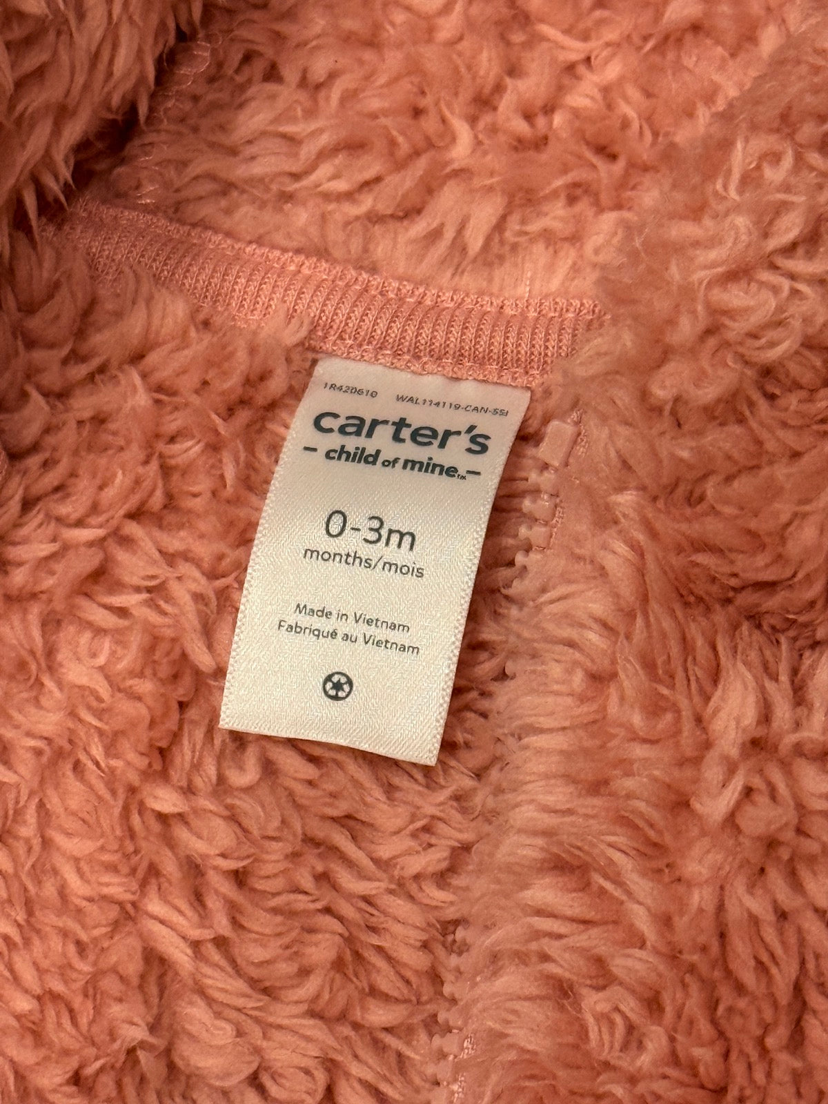 Carter's Child of Mine Pink Sherpa Snowsuit 0-3M
