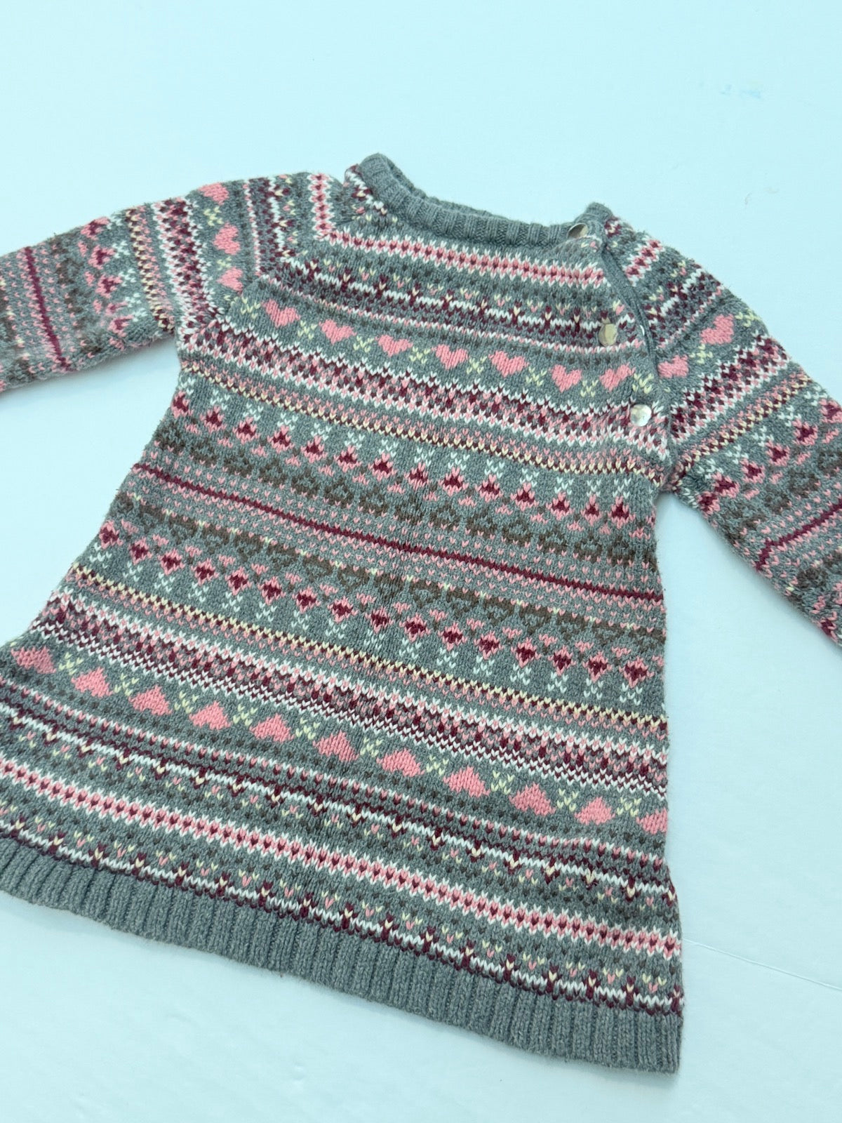 Joe Fresh Fair Isle Heart Sweater Dress 6-12M