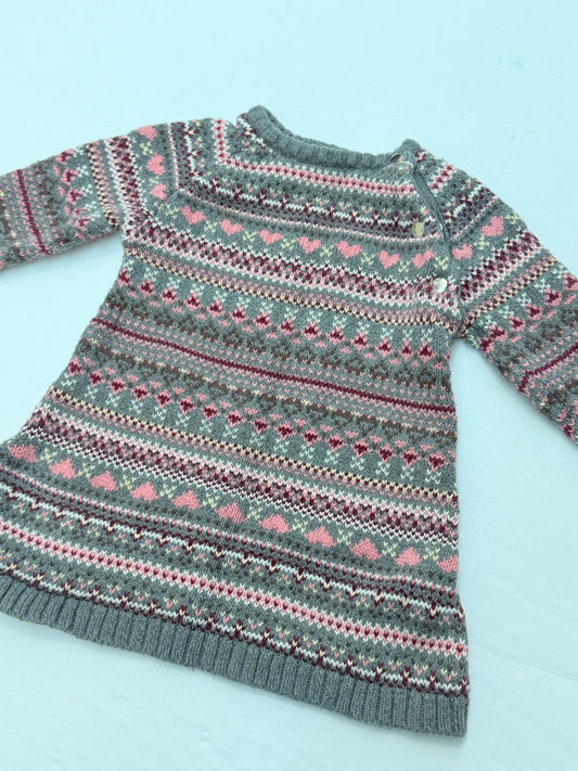 Joe Fresh Fair Isle Heart Sweater Dress 6-12M