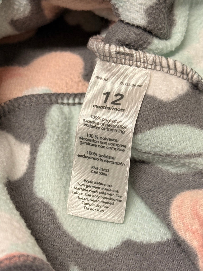 Carter’s Floral Fleece Zip Hoodie – 12M