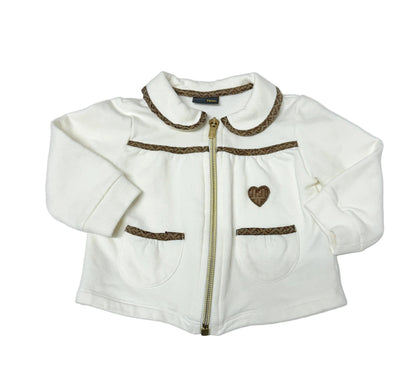 Veste zippée pour bébé | Inspirée des créateurs | Crème avec liseré marron | Taille 3-9M