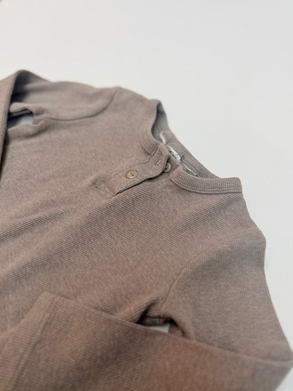 Brown Ribbed Henley Top 12-18m