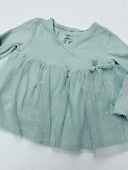 Carter's Sage Tulle Peplum Top 18M