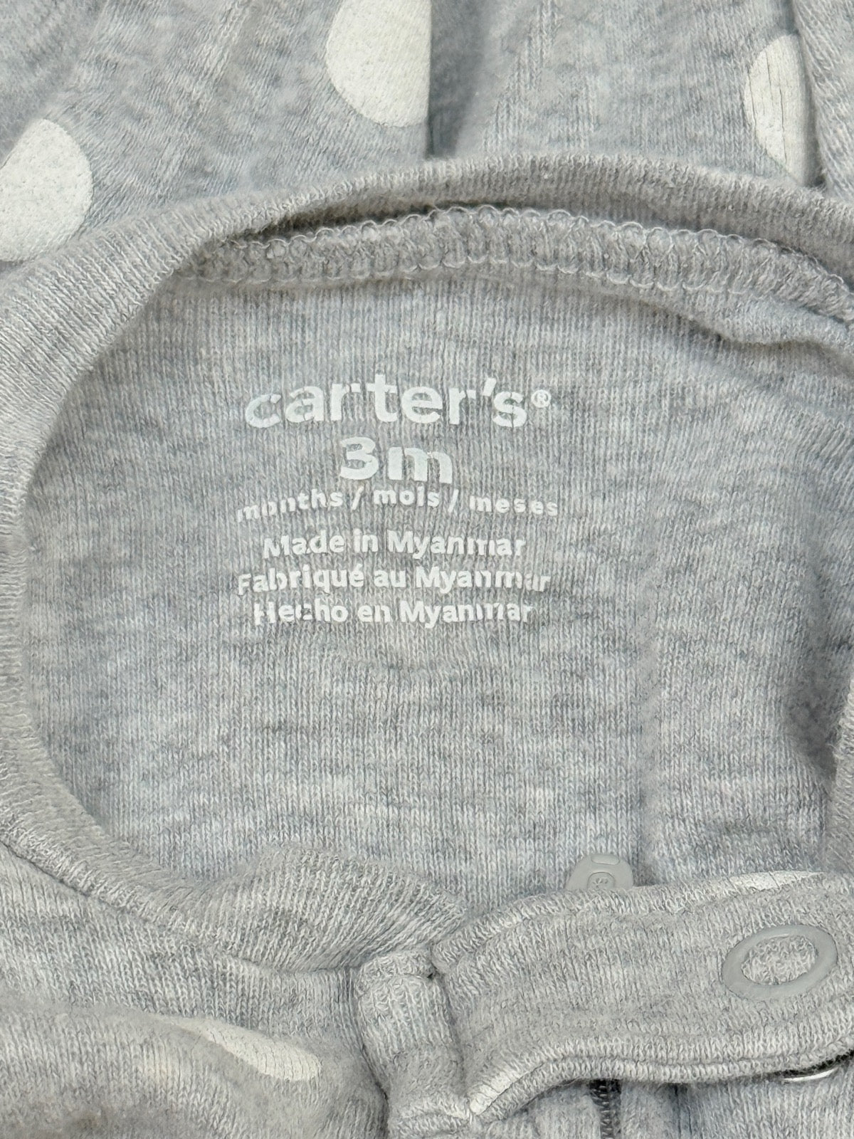 Carter's Gray Polka Dot Footed Sleeper 3M