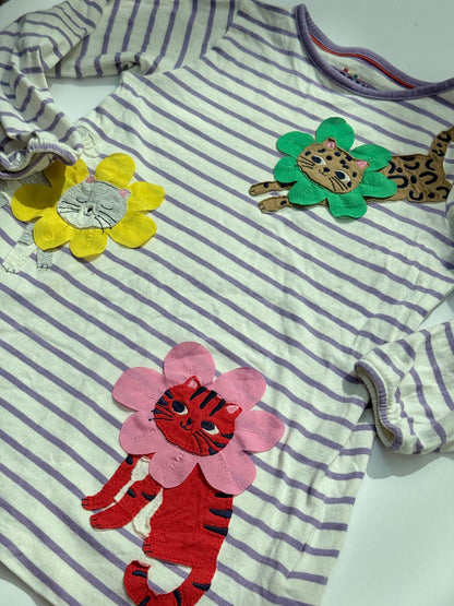 Mini Boden Cat Flower Striped Dress Size 6-7Y
